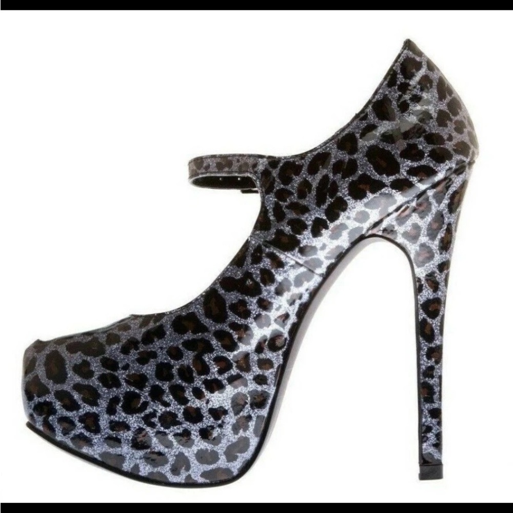 Highest Heel Collection Kissable-71 Heels, Women's Size 7, Pewter Leopard NEW